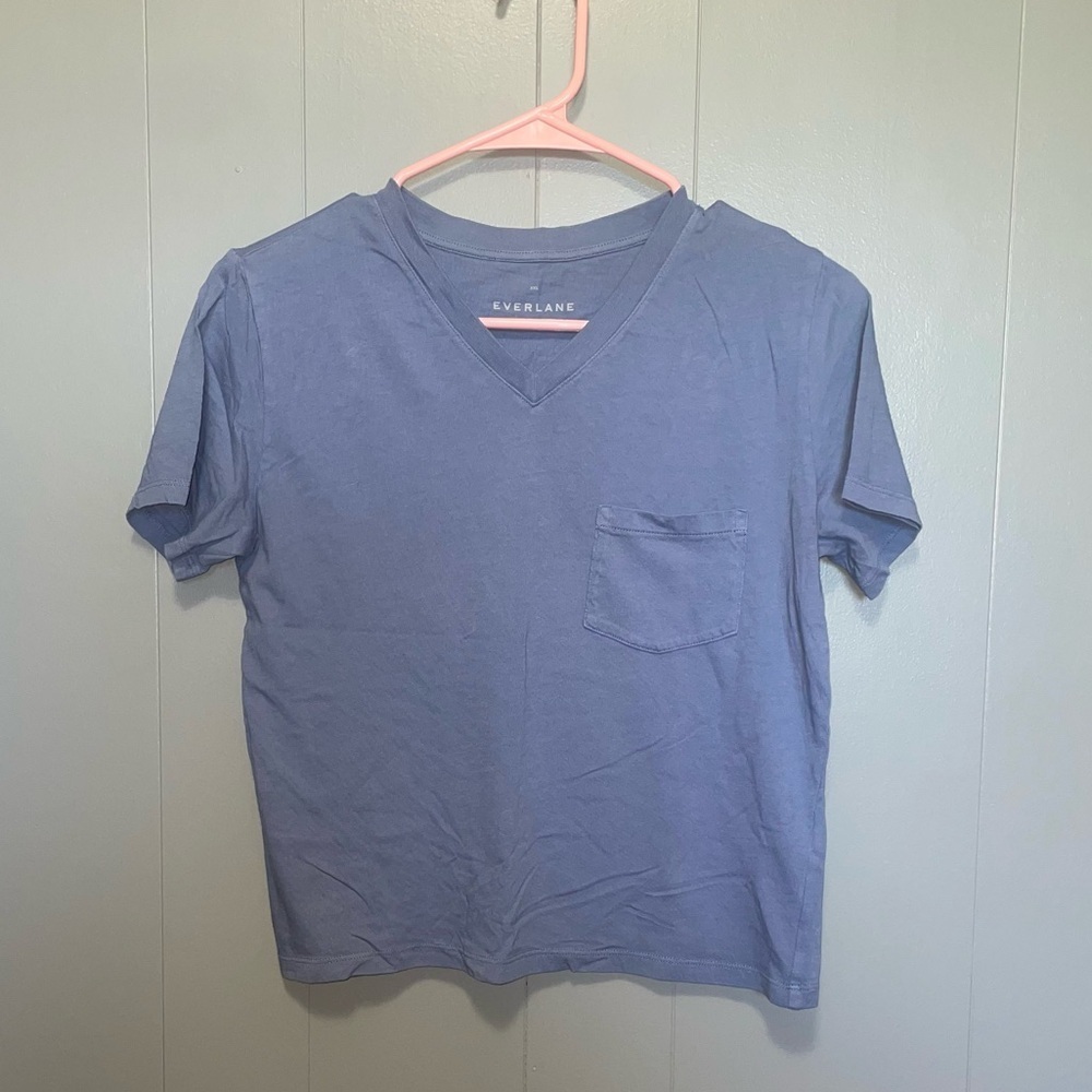 Everlane Blue Gray Crop Top Short Sleeve Tee Shirt XXS